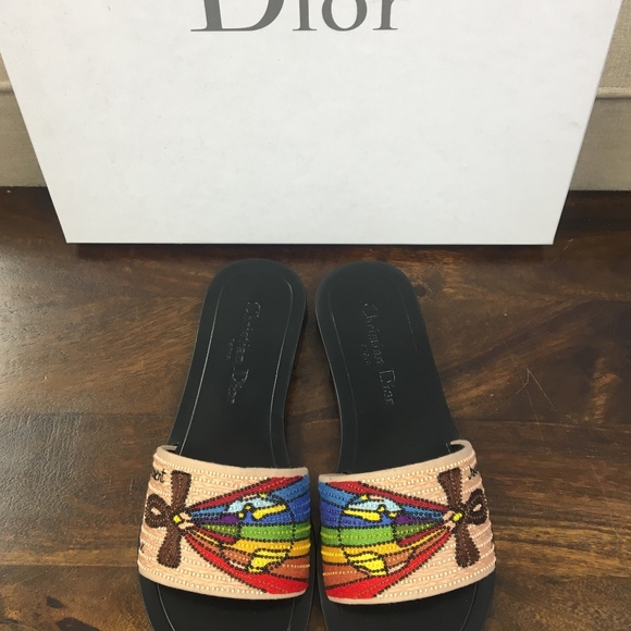Dior Black Tarot Judgement Embroidered Slippers - Picture 4 of 6